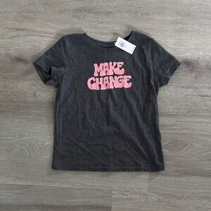 Old Navy Charcoal Tee with Pink 'Make Change' Print